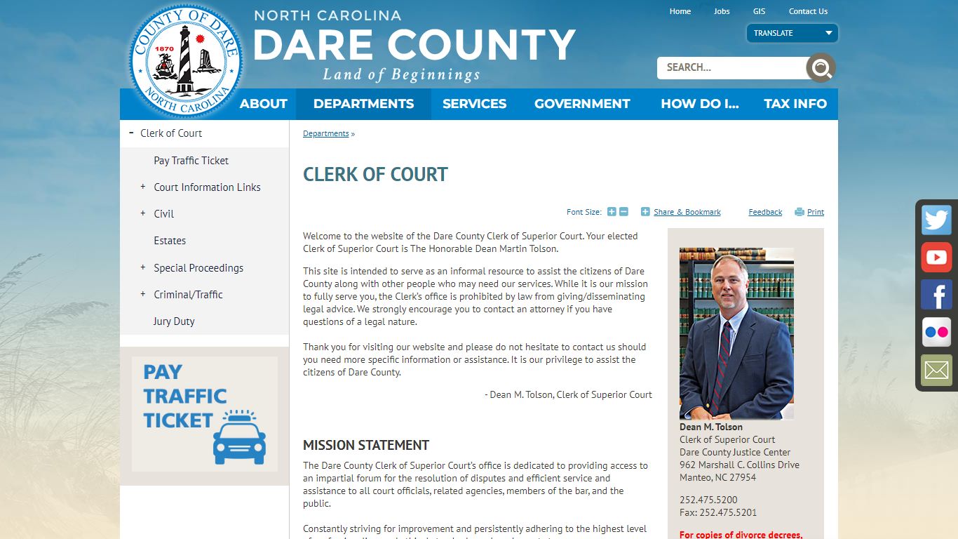 Clerk of Court | Dare County, NC - Dare County, North Carolina