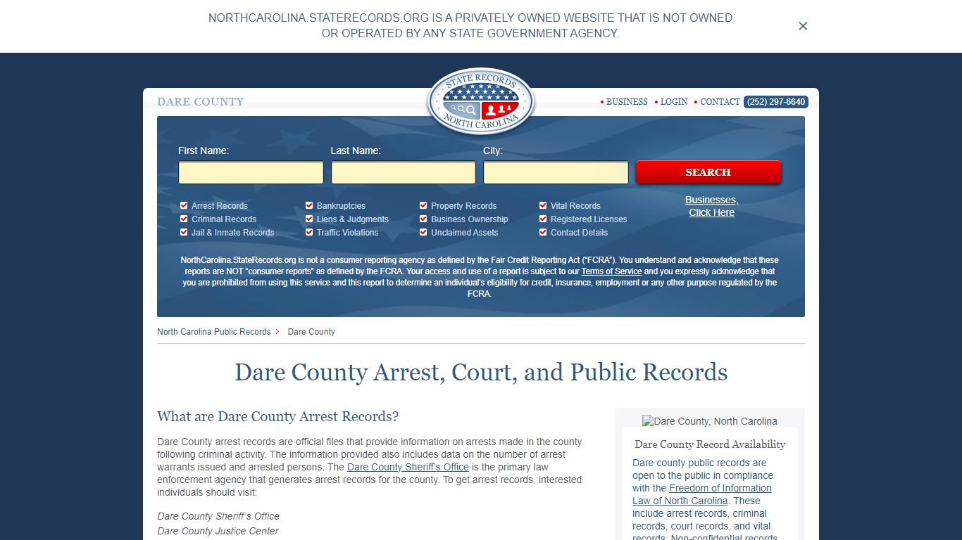 Dare County Arrest, Court, and Public Records