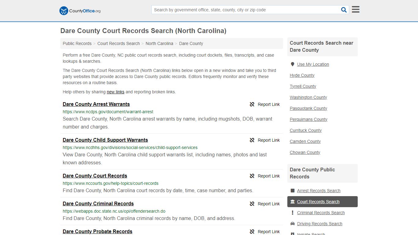 Dare County Court Records Search (North Carolina) - County Office